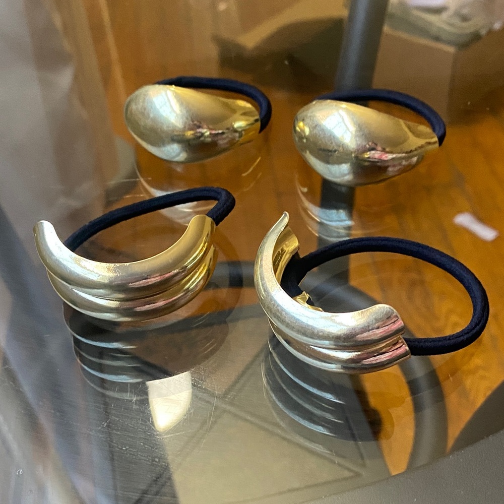 Gold Hair Ties with Black Bands